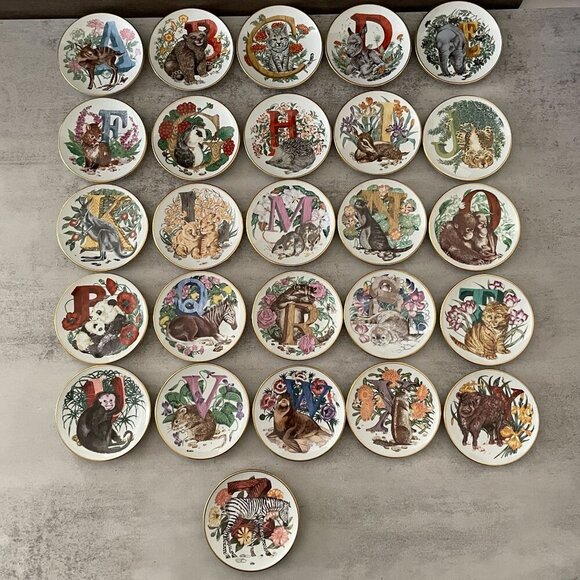 Vintage Franklin Mint Animal Alphabet Mini Plate Collection 1983 Full Set of 26 - Picture 1 of 12